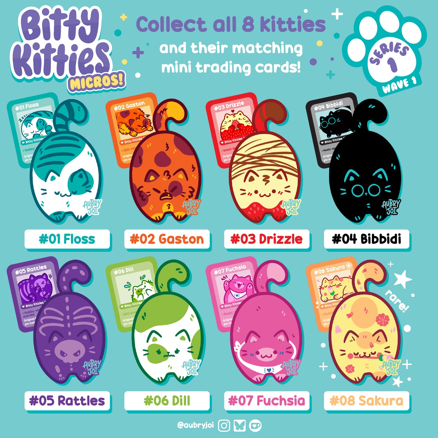 Bitty Kitties Micros Mystery Bag Keychains - Series 1, Wave 1