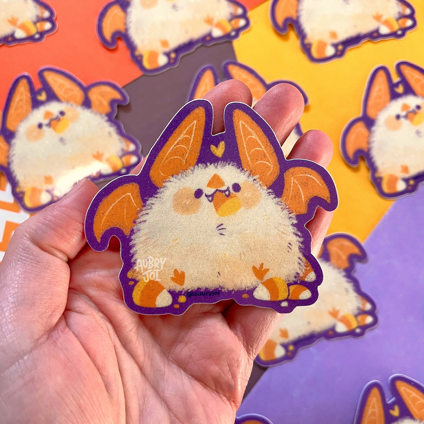 Chubby Bat Glitter Vinyl Sticker