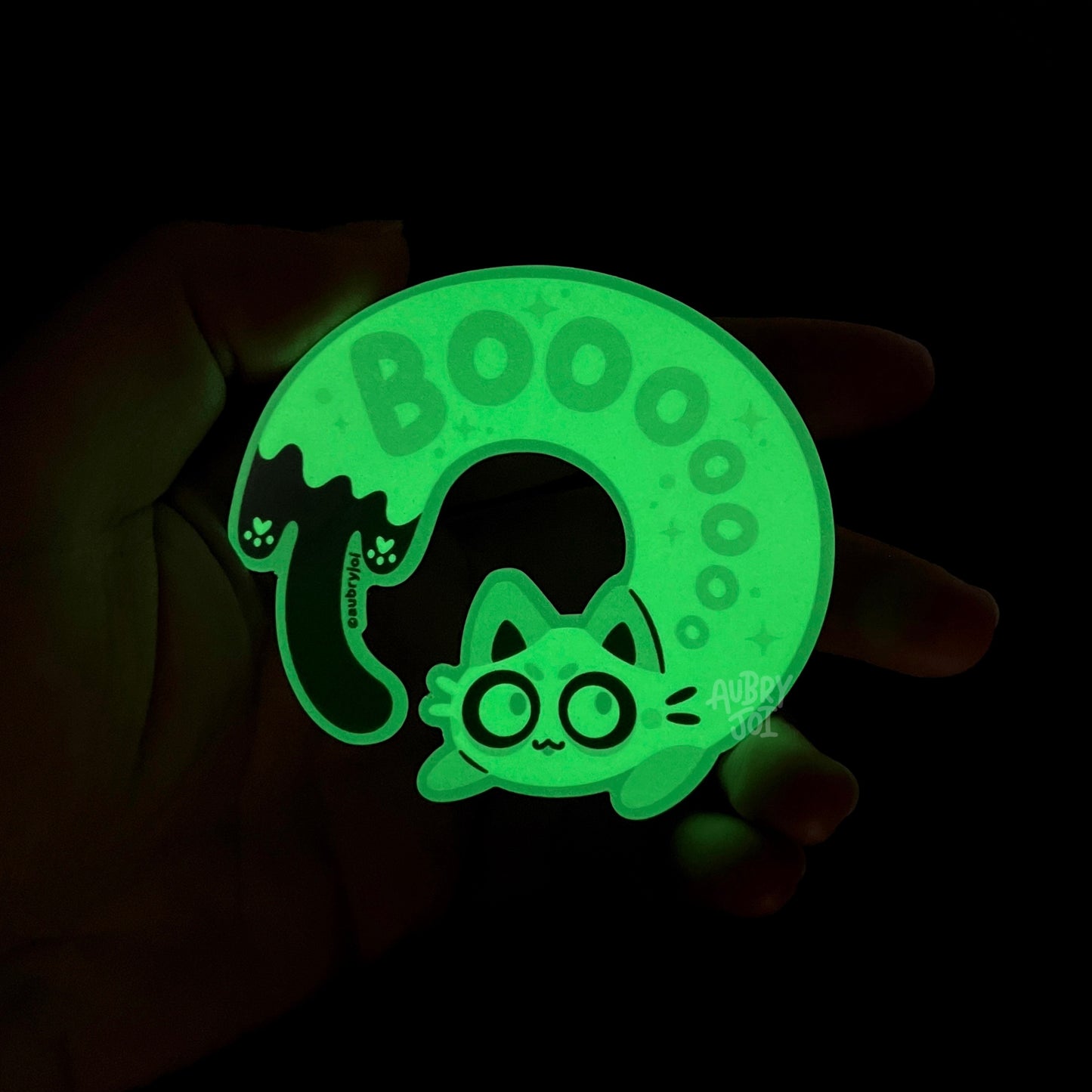 Ghost Long Cat Glow-in-the-Dark Vinyl Sticker