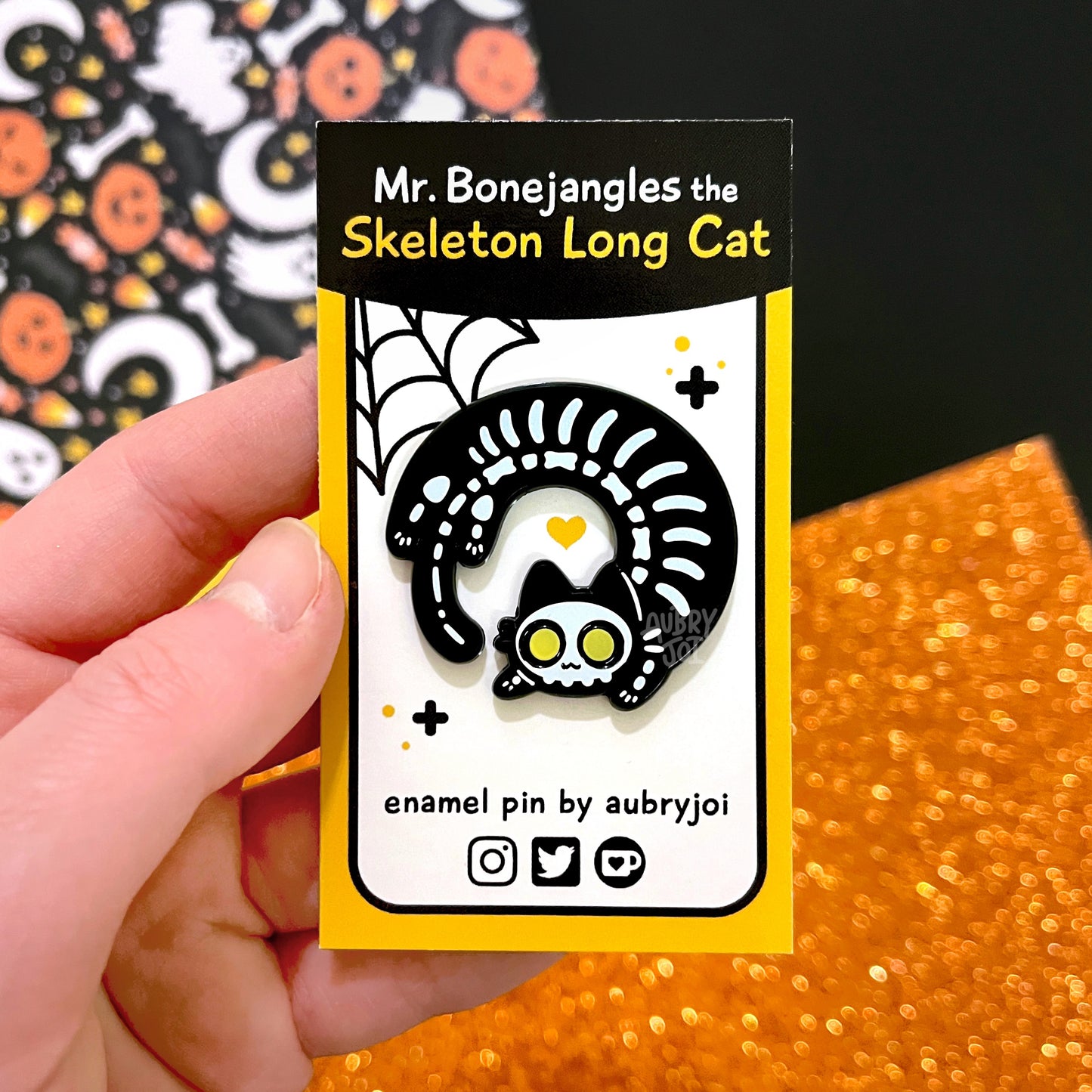 Halloween Long Cats Enamel Pins