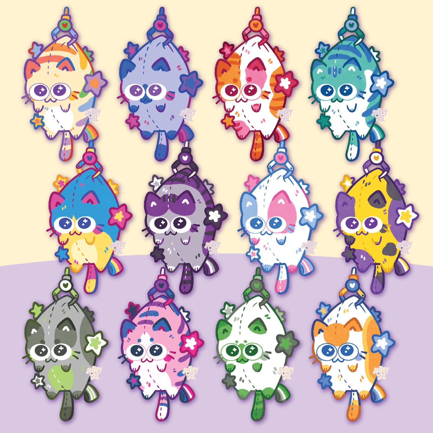 **PREORDER** - Colorful Crane Game Cats Keychains