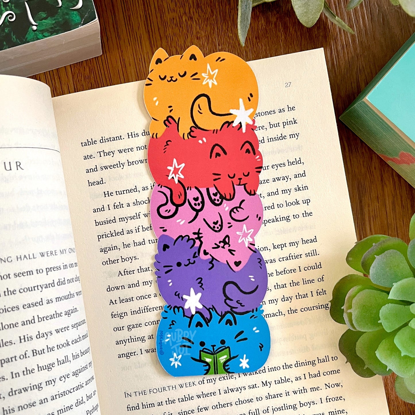 Rainbow Cat Stack Diecut Bookmark