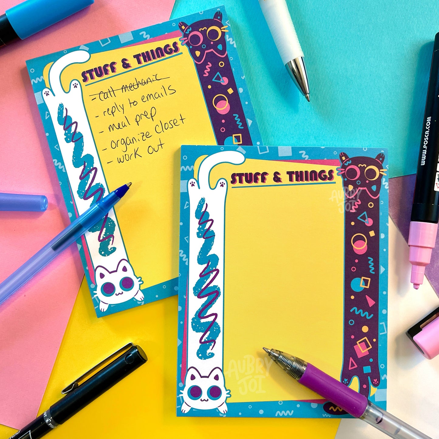 Retro Long Cats Blank Notepad