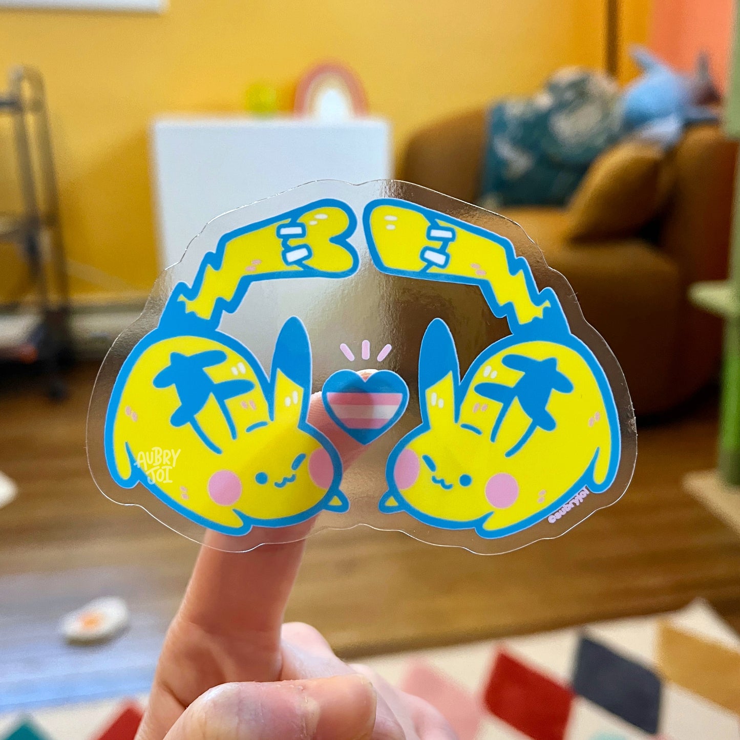 Trans Zappy Mice Clear Vinyl Sticker