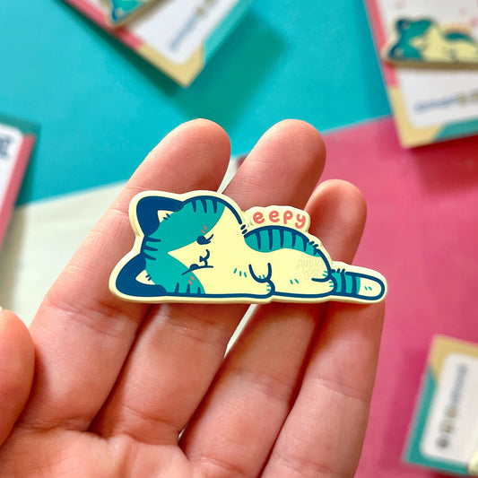 Eepy Cat Enamel Pin
