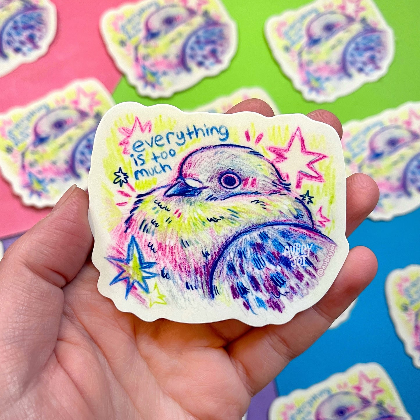 Overwhelmed Pigeon Vinyl Sticker