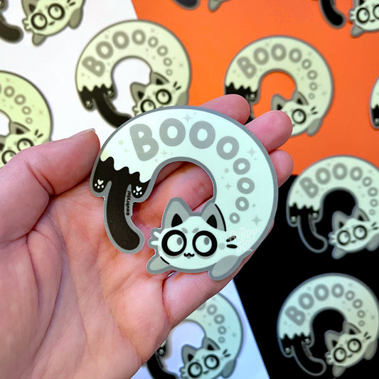 Ghost Long Cat Glow-in-the-Dark Vinyl Sticker