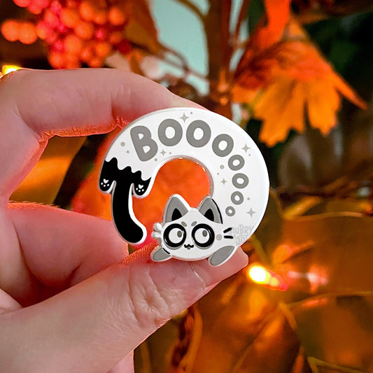 Ghost Long Cat Enamel Pin