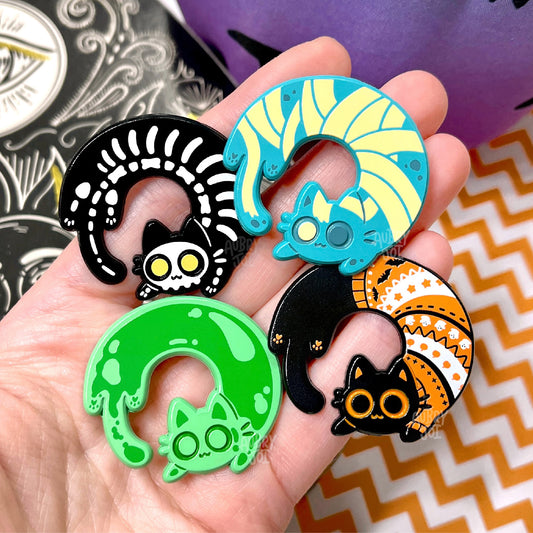 Halloween Long Cats Enamel Pins