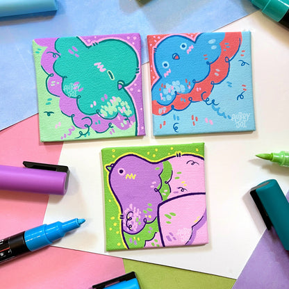Pastel Pigeons - Original Mini Canvases