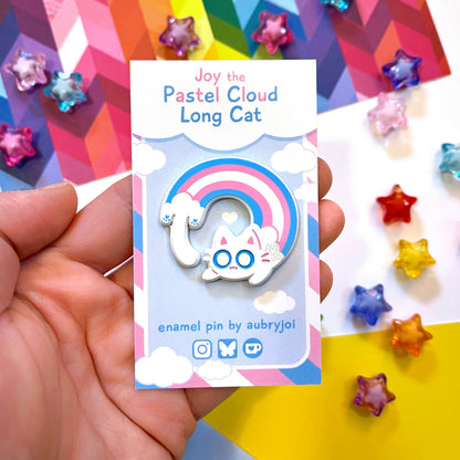 Pastel Cloud Long Cat Enamel Pin