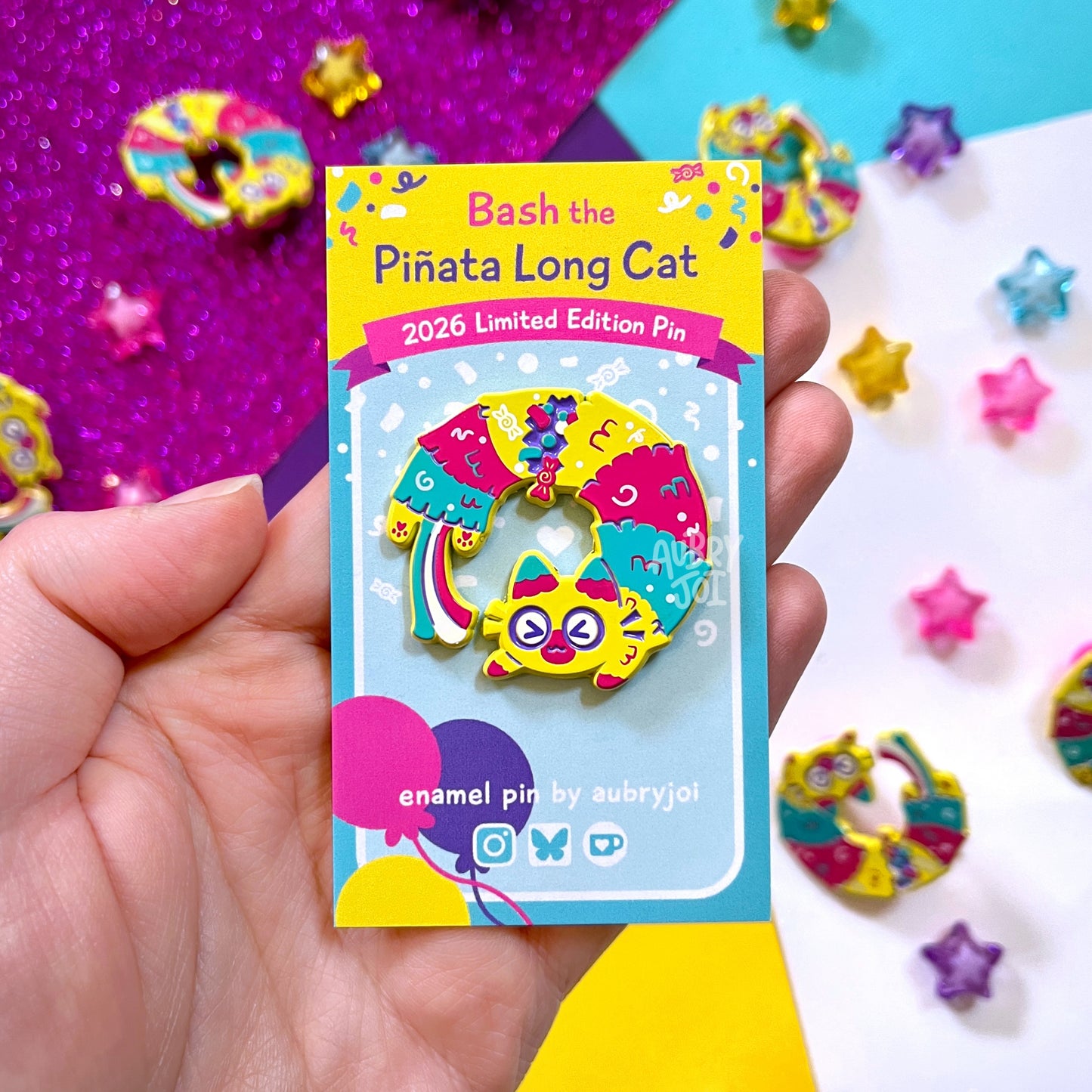 Piñata Long Cat Limited Edition Enamel Pin