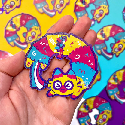 Piñata Long Cat Glitter Vinyl Sticker
