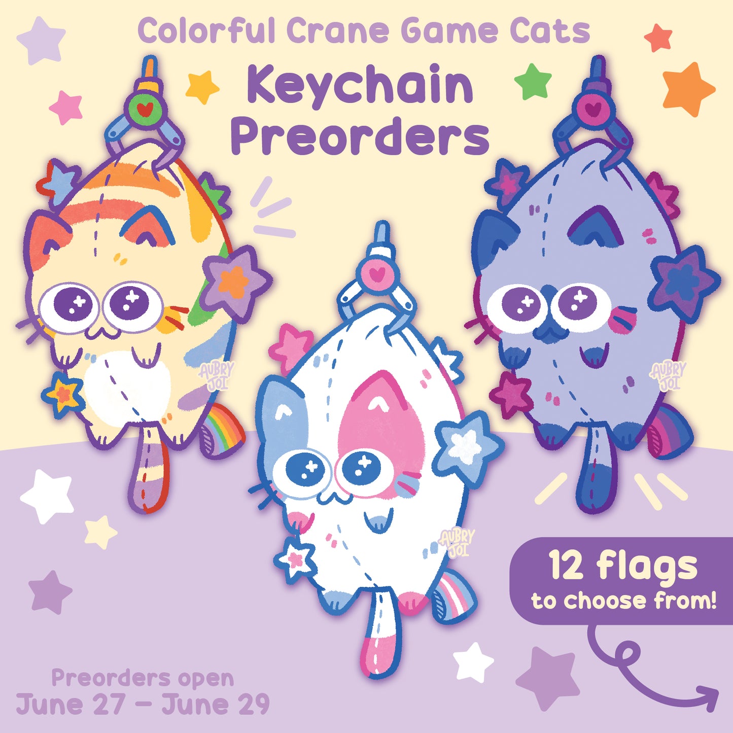 **PREORDER** - Colorful Crane Game Cats Keychains