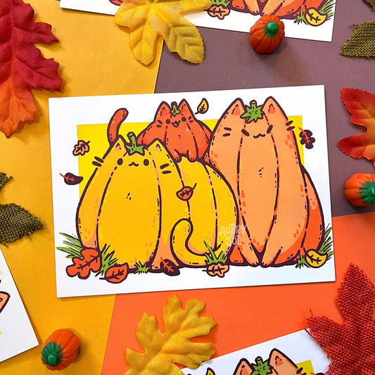 Pumpkitty Patch Art Print
