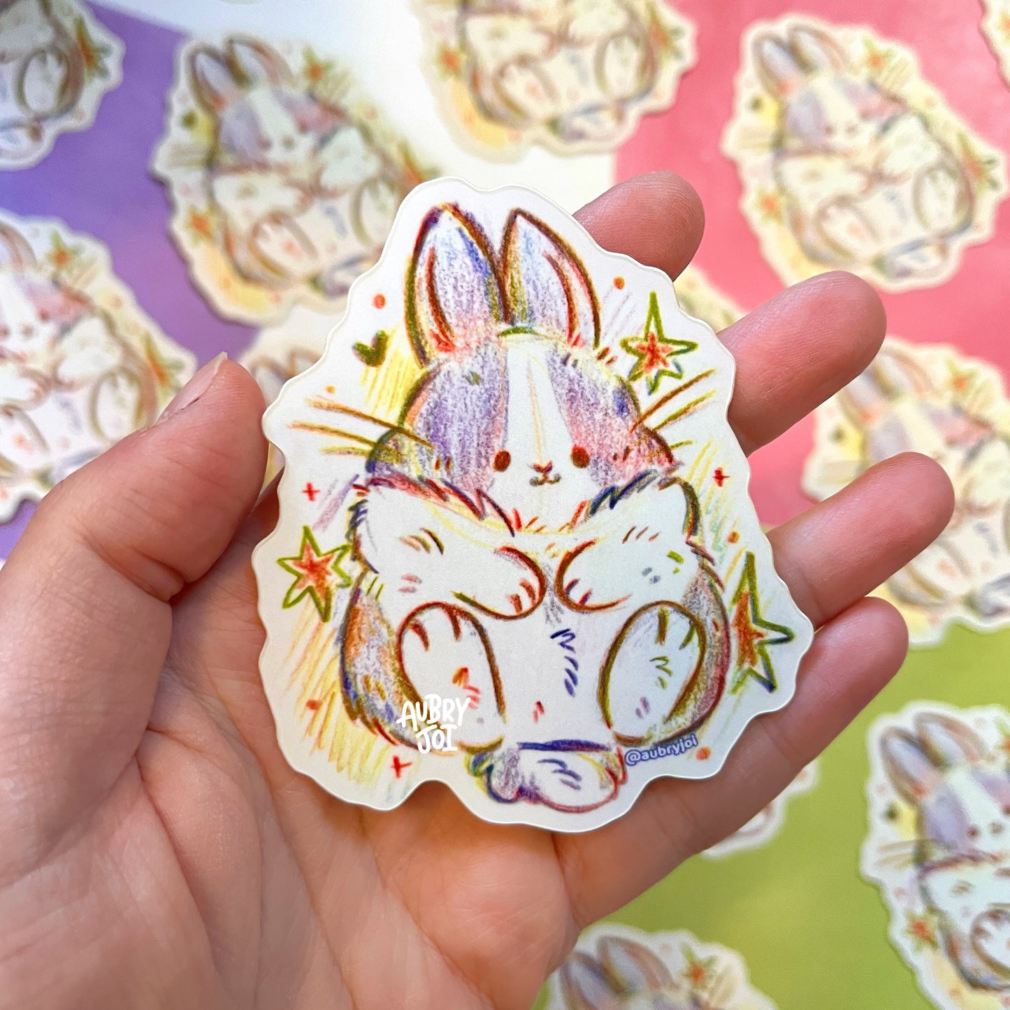 Rainbow Bunny Doodle Vinyl Sticker