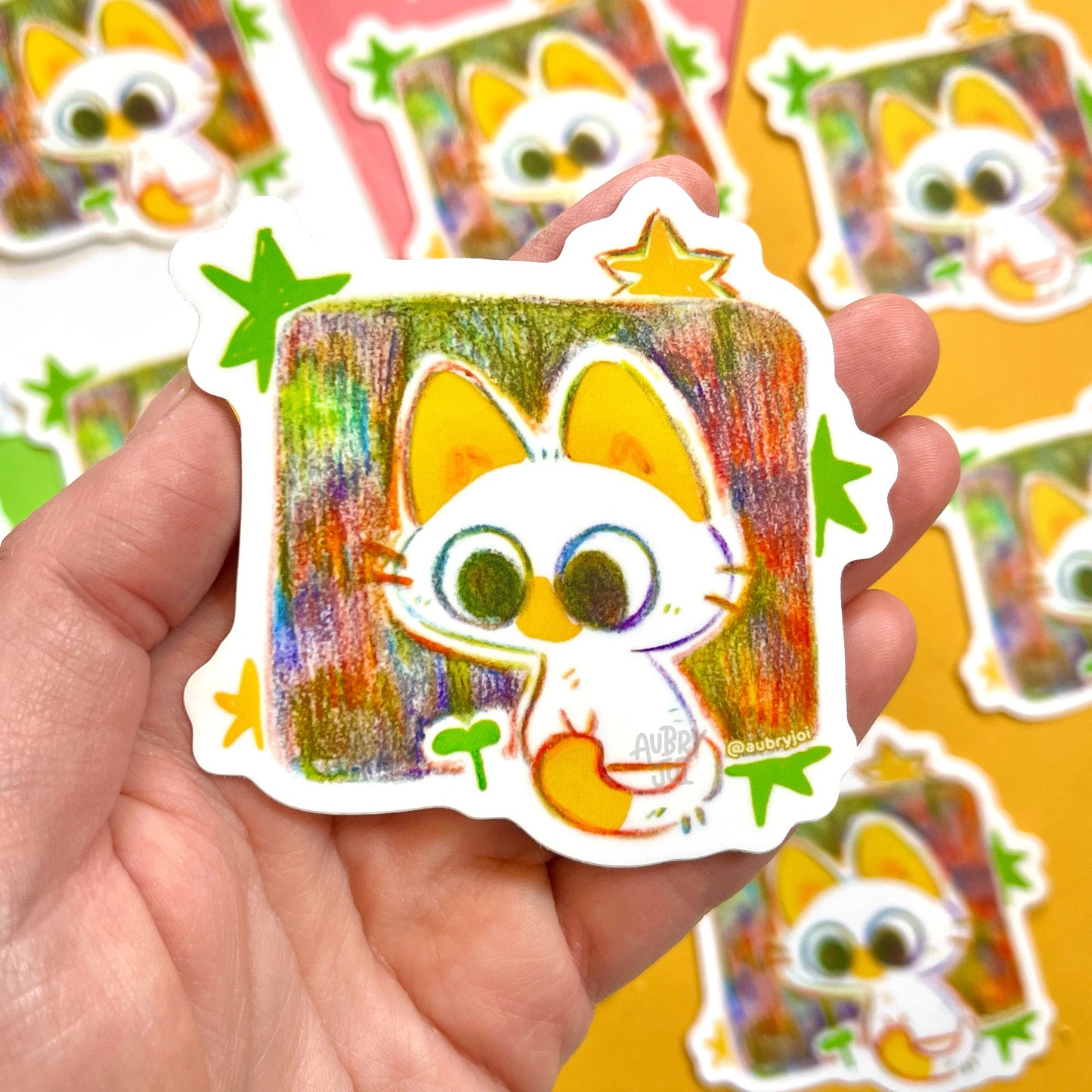 Rainbow Sprout Cat Vinyl Sticker
