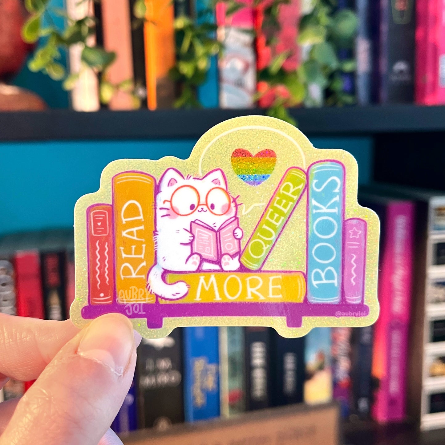 Read Queer Books Glitter Vinyl Sticker