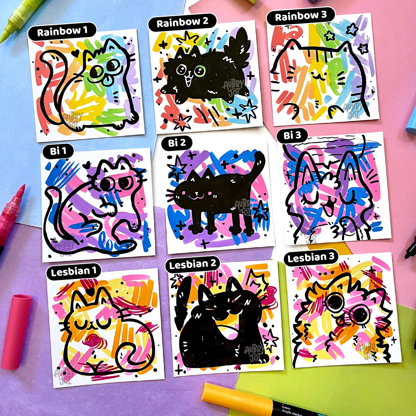 Pride Scribble Cats - Original Illustrations