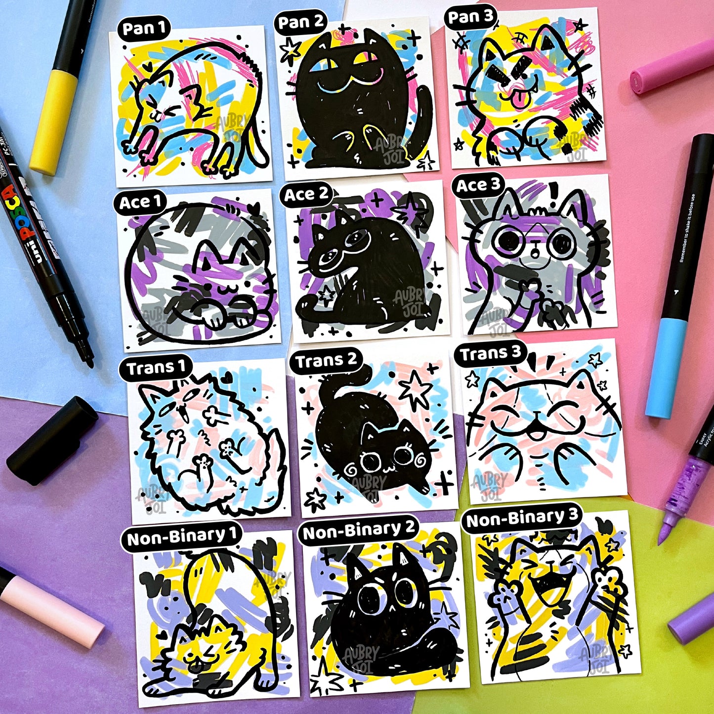 Pride Scribble Cats - Original Illustrations