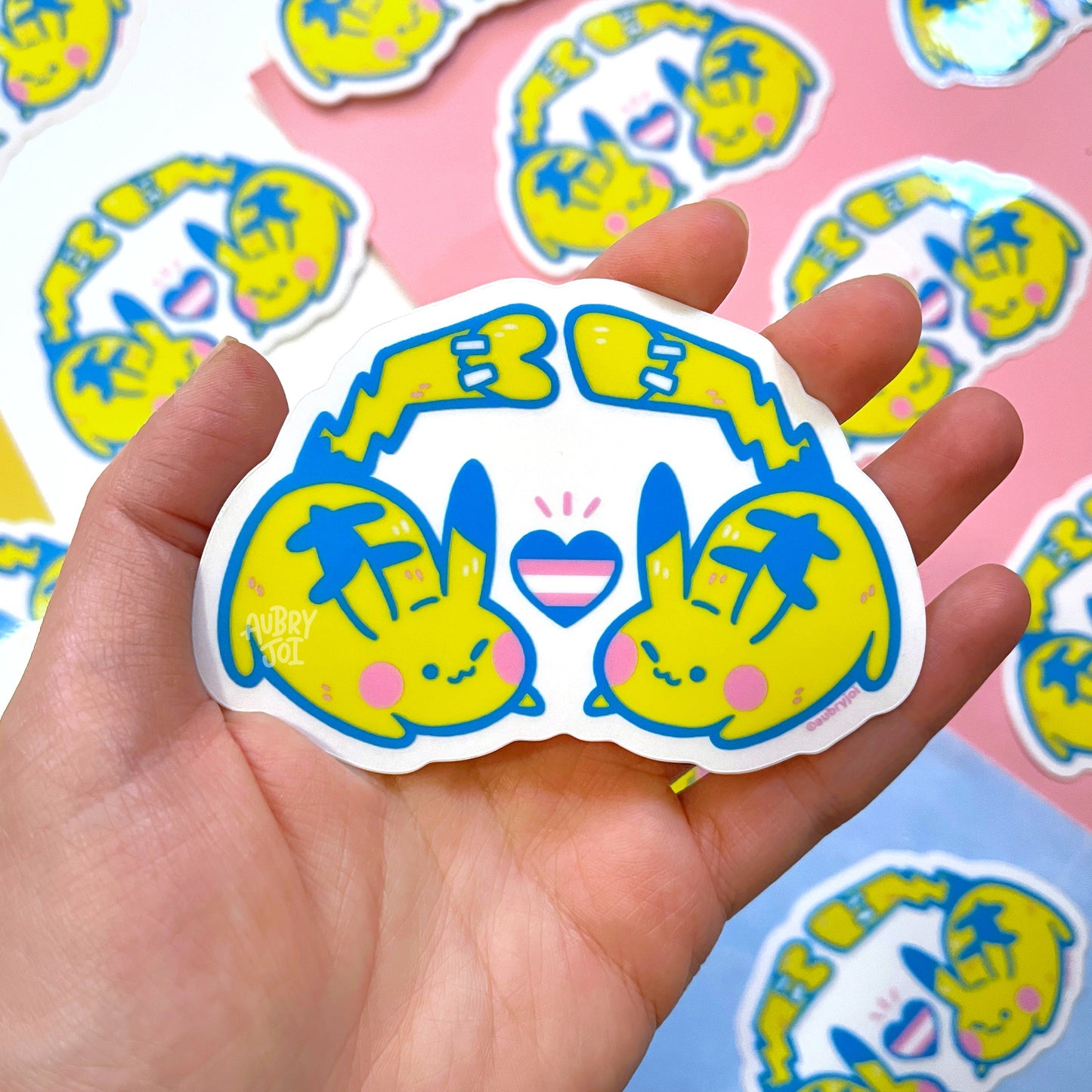 Trans Zappy Mice Clear Vinyl Sticker